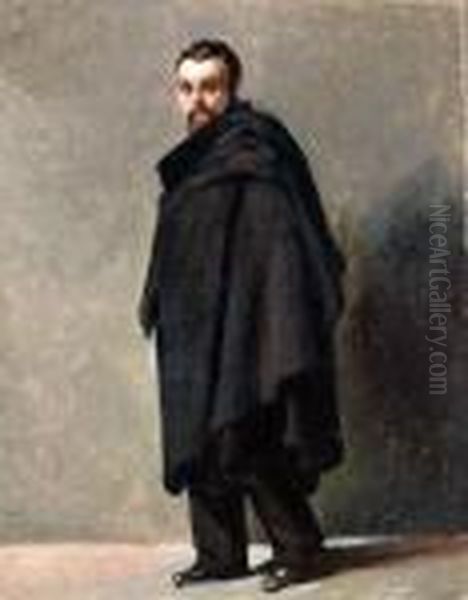 Portrait D'homme Au Manteau Noir Oil Painting by Jean-Baptiste-Camille Corot