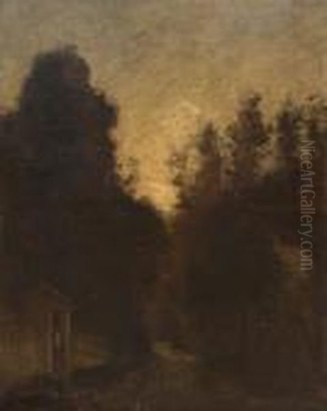 Trees Over Village Path Oil Painting by Jean-Baptiste-Camille Corot