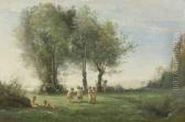 Ronde D'amours: Lever Du Soleil Oil Painting by Jean-Baptiste-Camille Corot