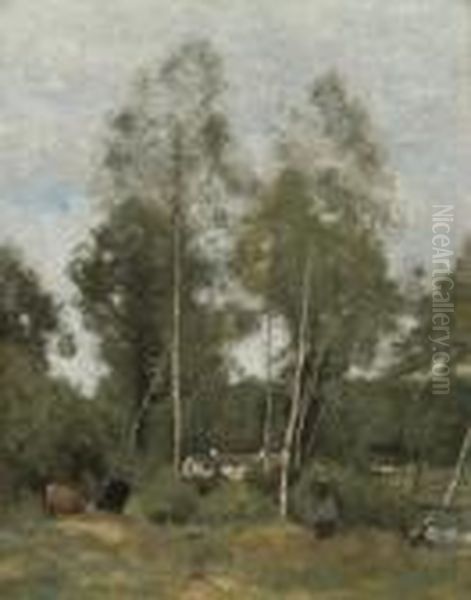 Clairiere Du Bois Pierre, Aux Evaux, Pres Chteau-thierry Oil Painting by Jean-Baptiste-Camille Corot