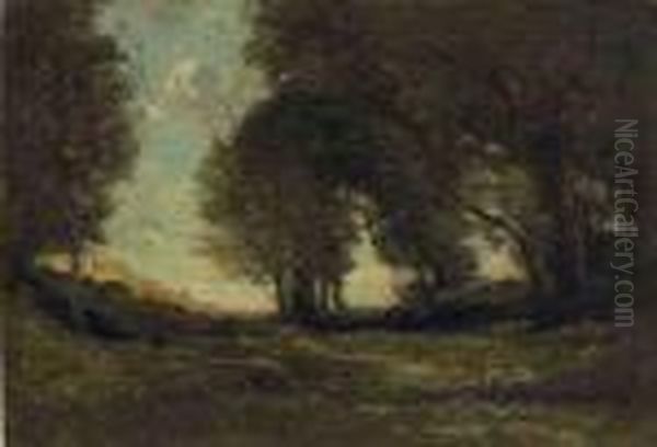 Crete Boisee Oil Painting by Jean-Baptiste-Camille Corot