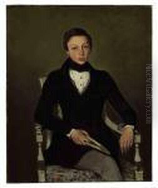 Portrait Of The Artist's Nephew, Camille Sennegon Oil Painting by Jean-Baptiste-Camille Corot