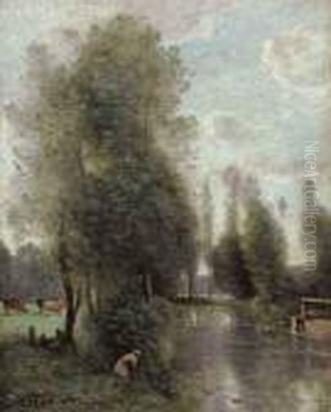 La Vanne Oil Painting by Jean-Baptiste-Camille Corot