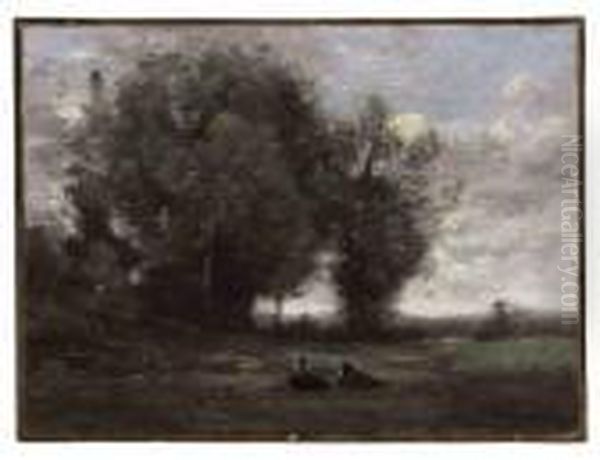 Le Repos Dans La Prairie Oil Painting by Jean-Baptiste-Camille Corot