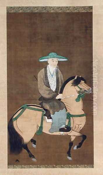 Portrait of Sogi 1421-1501 Japanese Oil Painting by Motonobu Kano