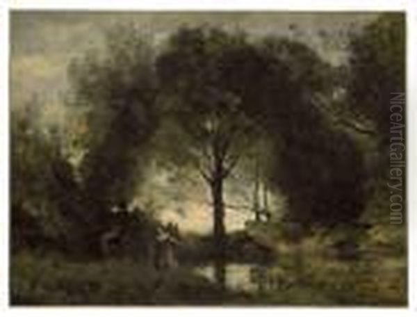 Nymphes Et Faunes Oil Painting by Jean-Baptiste-Camille Corot