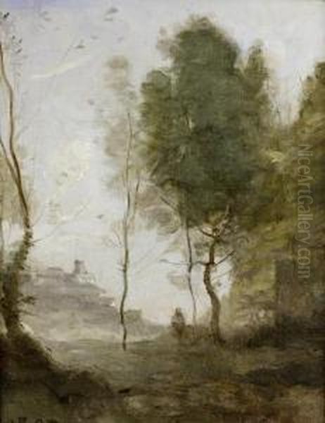 Etude De Paysage- Souvenir D'italie Oil Painting by Jean-Baptiste-Camille Corot