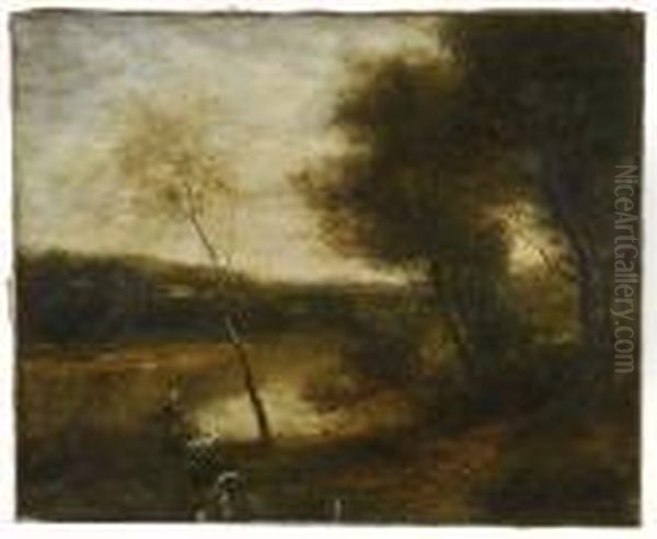 Barbizon-style Landscape Oil Painting by Jean-Baptiste-Camille Corot