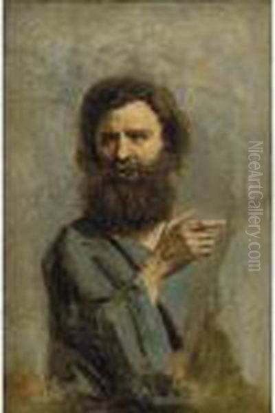 Tete D'homme Barbu Oil Painting by Jean-Baptiste-Camille Corot