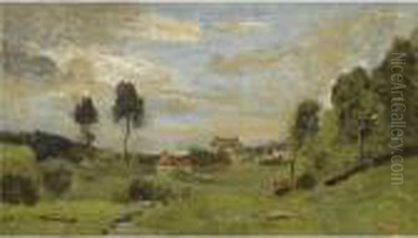 Un Village Du Nord Oil Painting by Jean-Baptiste-Camille Corot