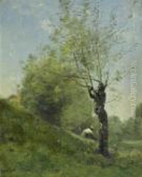 Planque, Pres Douai. Oil Painting by Jean-Baptiste-Camille Corot