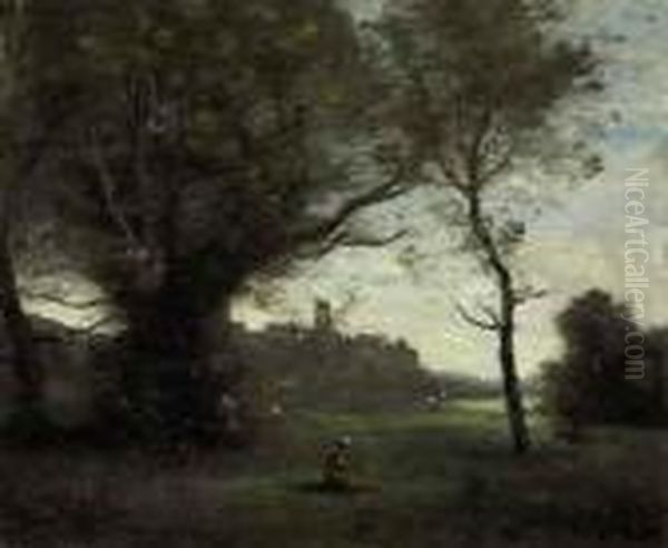 Le Cavalier S'eloignant Oil Painting by Jean-Baptiste-Camille Corot