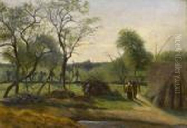 Landscape With Pasaynnes Oil Painting by Jean-Baptiste-Camille Corot