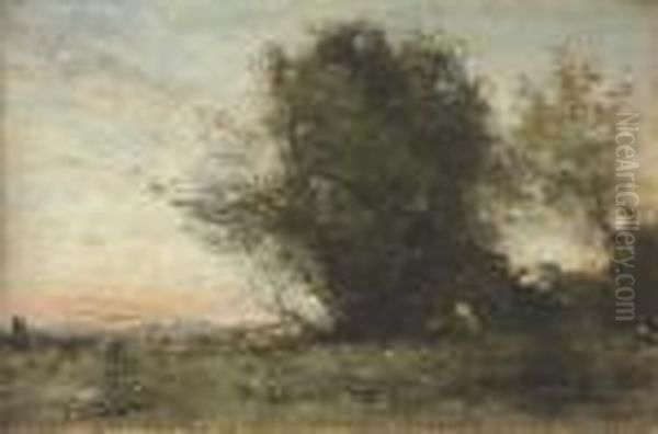 Fraicheurs Du Soir Oil Painting by Jean-Baptiste-Camille Corot