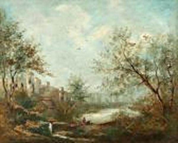 Paysage Aux Ruines Oil Painting by Jean-Baptiste-Camille Corot