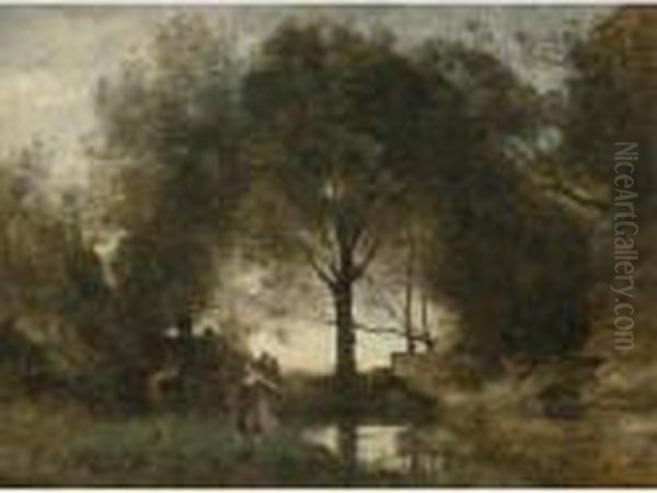 Nymphes Et Faunes Oil Painting by Jean-Baptiste-Camille Corot