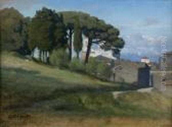 Vue De Roncigliani Oil Painting by Jean-Baptiste-Camille Corot