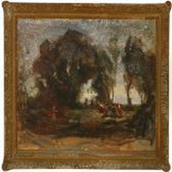 Forest With Dancing Persons Oil Painting by Jean-Baptiste-Camille Corot