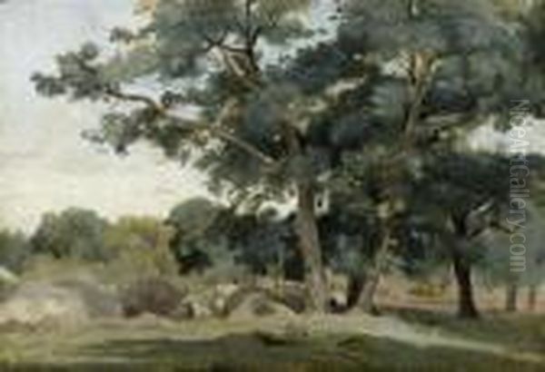 Fontainbleau - Aux Gorges D'apremont Oil Painting by Jean-Baptiste-Camille Corot