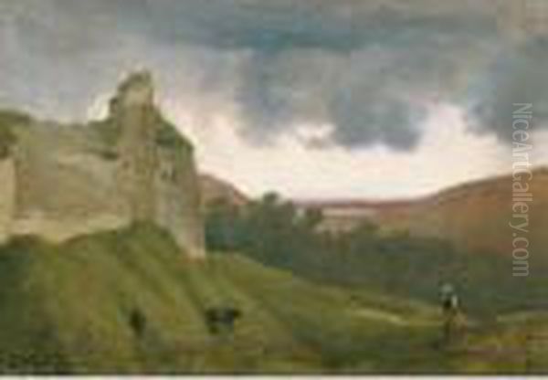 Arques, Ruines Du Chateau Oil Painting by Jean-Baptiste-Camille Corot