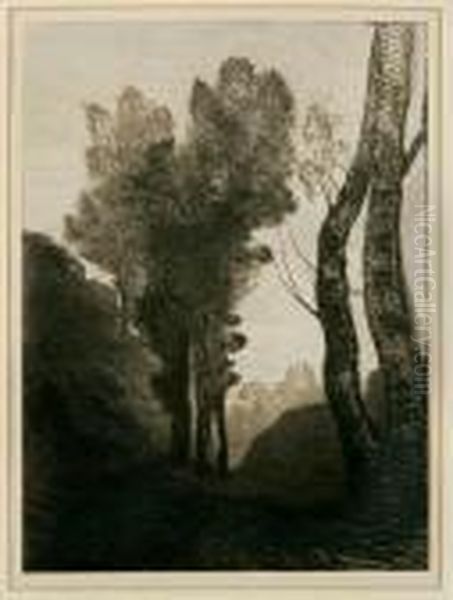 Environs De Rome (delteil, Melot 6) Oil Painting by Jean-Baptiste-Camille Corot