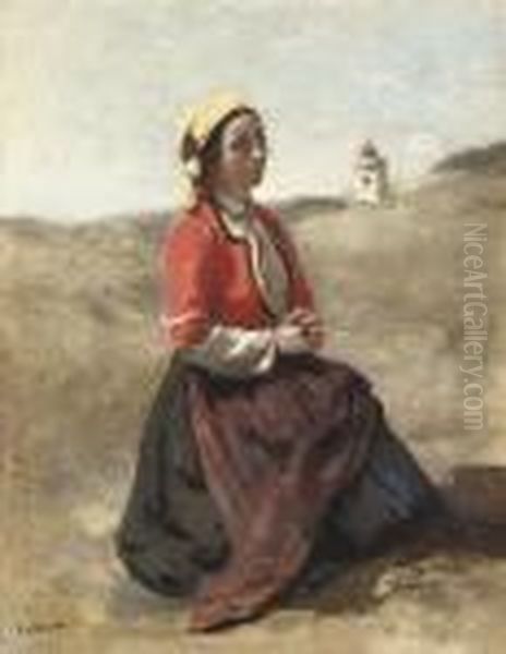 La Bretonne En Priere Oil Painting by Jean-Baptiste-Camille Corot