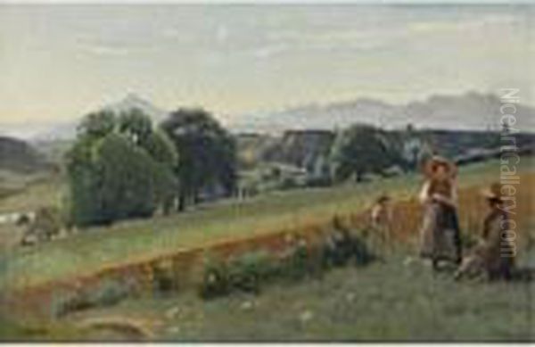 Mornex (haute-savoie)-au Fond, Le Mole Oil Painting by Jean-Baptiste-Camille Corot