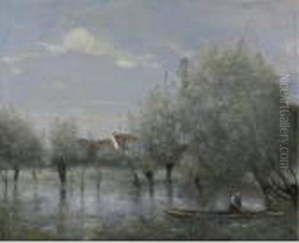 Inondation Dans Une Saulie Oil Painting by Jean-Baptiste-Camille Corot