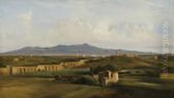 Aqueduc Dans La Campagne 
Romaine: A View Of The Roman Campagna Andthe Claudian Acqueduct Towards 
Monte Cavo Oil Painting by Jean-Baptiste-Camille Corot