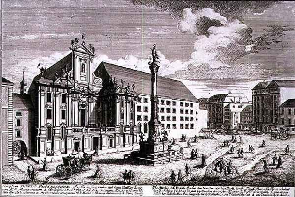 View of the Am Hof square showing the Mariensaule or Column of Our Lady Oil Painting by Salomon Kleiner