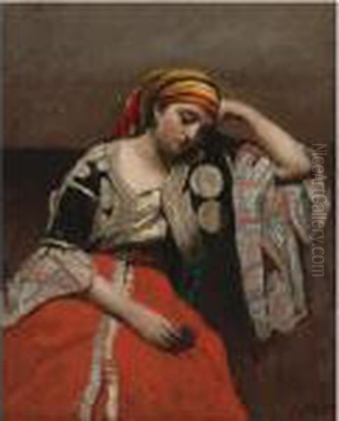 Juive D'alger (l'italienne) Oil Painting by Jean-Baptiste-Camille Corot