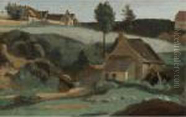 Morvan, Petit Moulin Oil Painting by Jean-Baptiste-Camille Corot