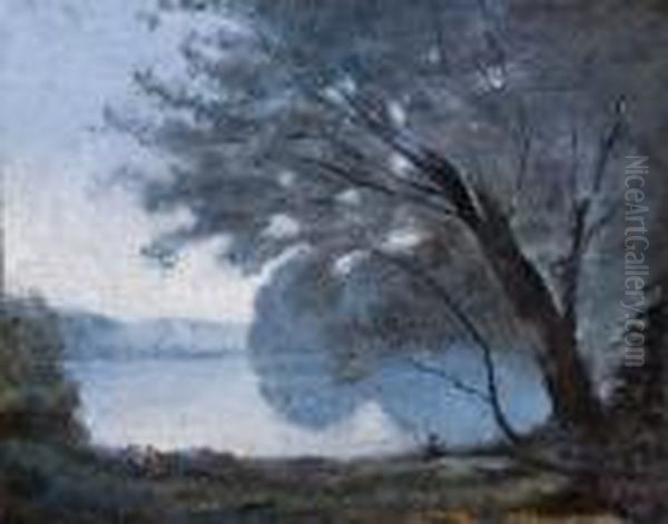 Paisaje Con Lago Oil Painting by Jean-Baptiste-Camille Corot