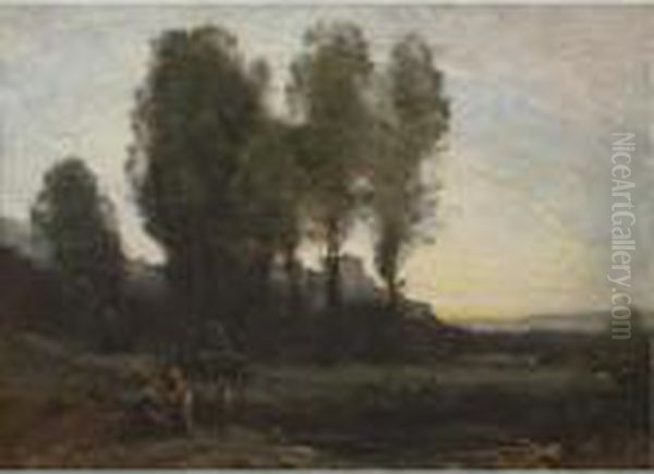 Le Monastere Derriere Les Arbres Oil Painting by Jean-Baptiste-Camille Corot