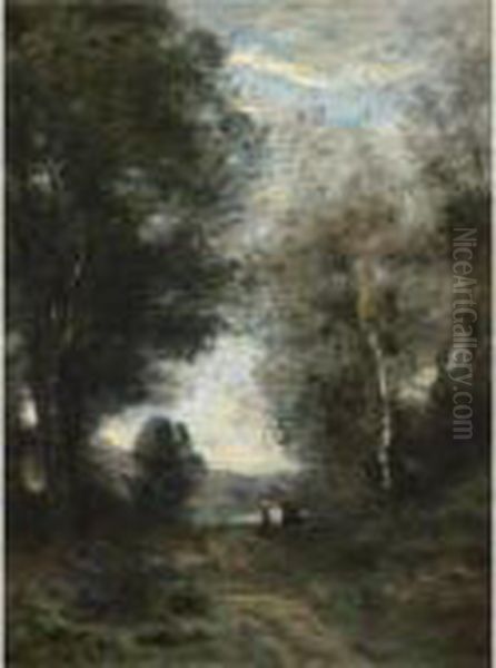 Le Sentier Au Printemps Oil Painting by Jean-Baptiste-Camille Corot