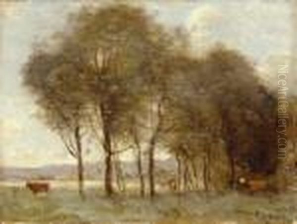 Vaches Au Paturage Oil Painting by Jean-Baptiste-Camille Corot