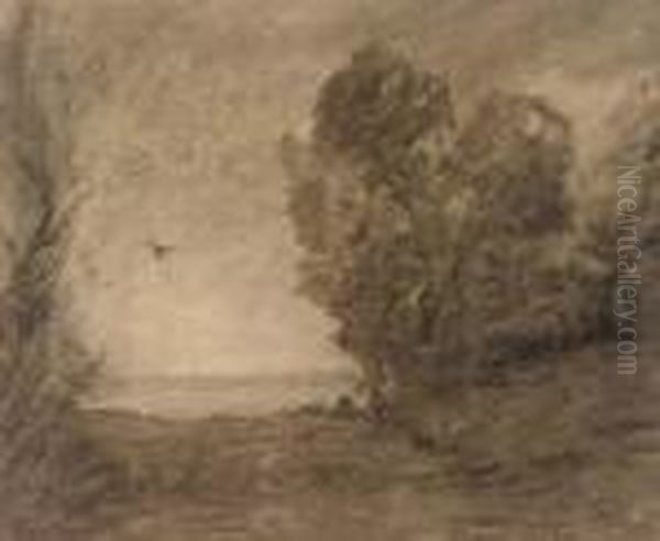 L'oiseau Du Soir Oil Painting by Jean-Baptiste-Camille Corot