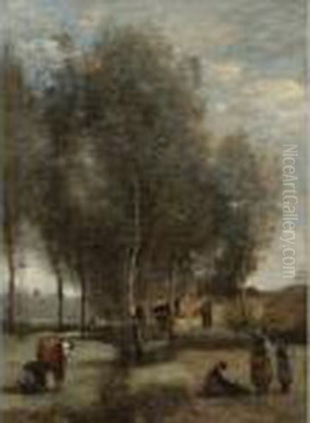 Sainte-catherine-les-arras Oil Painting by Jean-Baptiste-Camille Corot