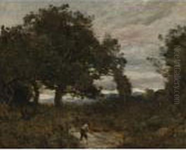 Pecheur Oil Painting by Jean-Baptiste-Camille Corot