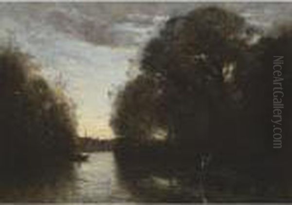 Souvenir De La Rotte Pres Rotterdam Oil Painting by Jean-Baptiste-Camille Corot