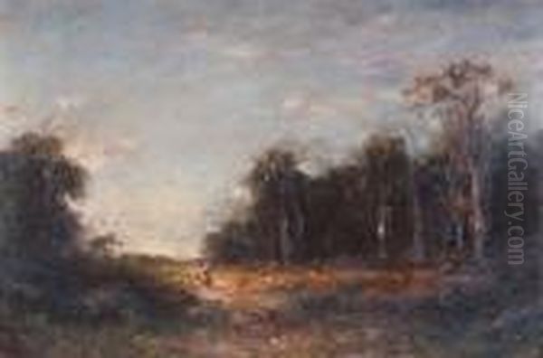 Bears Signature Oil Painting by Jean-Baptiste-Camille Corot