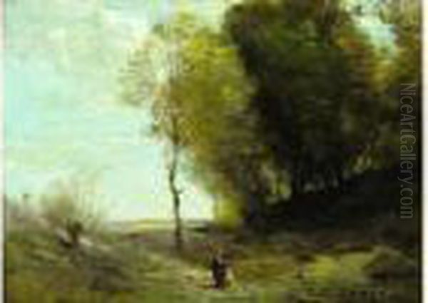 Sentier Au Bouquet D'arbres Oil Painting by Jean-Baptiste-Camille Corot