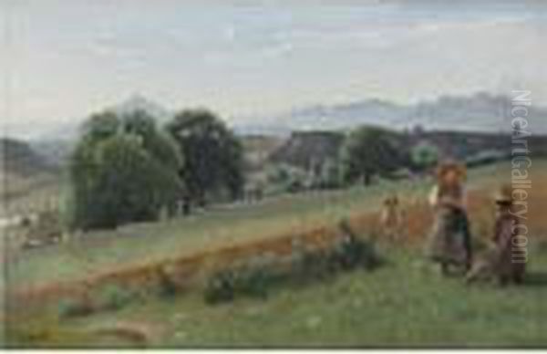 Mornex (haute-savoie)-au Fond, Le Mole Oil Painting by Jean-Baptiste-Camille Corot