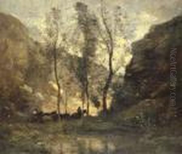 Les Contrebandiers Oil Painting by Jean-Baptiste-Camille Corot