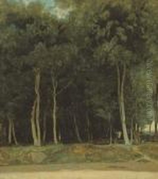 Fontainebleau - Route Du Bras Breau Oil Painting by Jean-Baptiste-Camille Corot