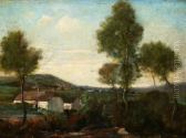 County Landscape Oil Painting by Jean-Baptiste-Camille Corot