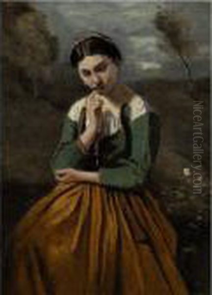 La Meditation Oil Painting by Jean-Baptiste-Camille Corot