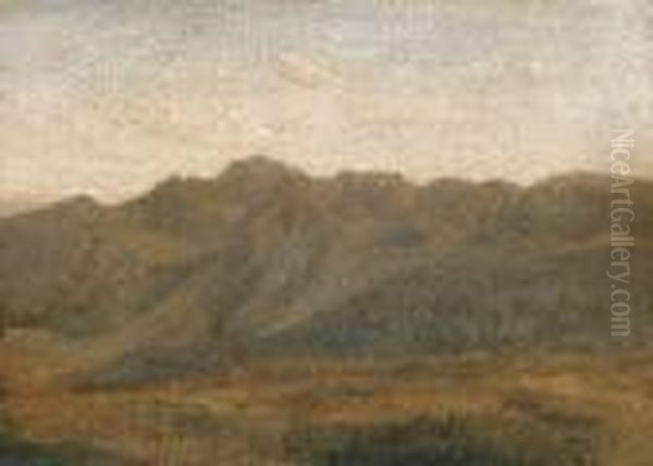 Environs De Rome, Etude De Montagnes Oil Painting by Jean-Baptiste-Camille Corot