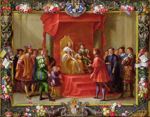 Peter IV King of Aragon being visited by Guillaume Raymond Moncada Oil Painting by Jan van Kessel