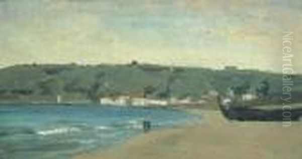 Plage A Trouville Oil Painting by Jean-Baptiste-Camille Corot